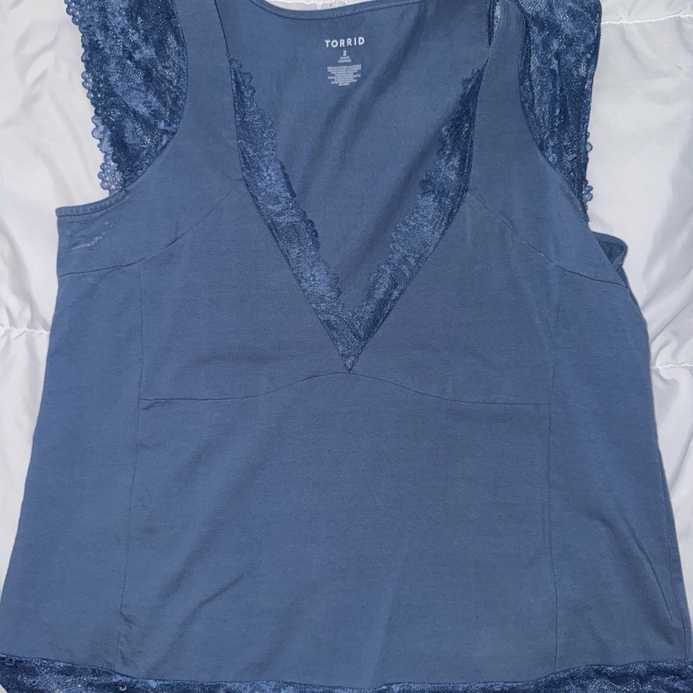 Torrid Blue Lace Trim Tank Top